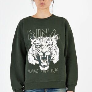 Anine Bing Dark Green Tiger Graphic Sweater